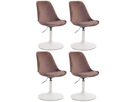 Conjunto de 4 cadeiras de jantar em veludo Maverick marrom/branco CLP