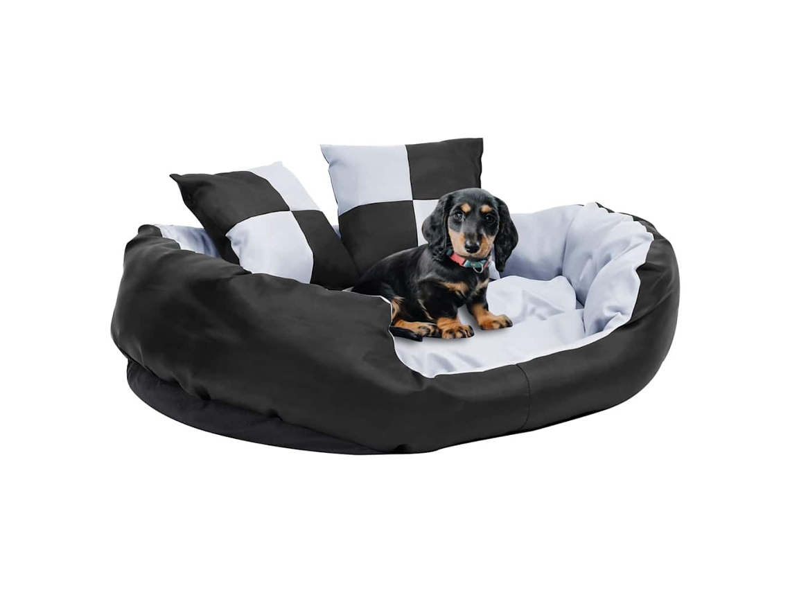 Vidaxl Almofadão P/ Cães Reversível E Lavável 85x70x20 Cm Cinza/preto