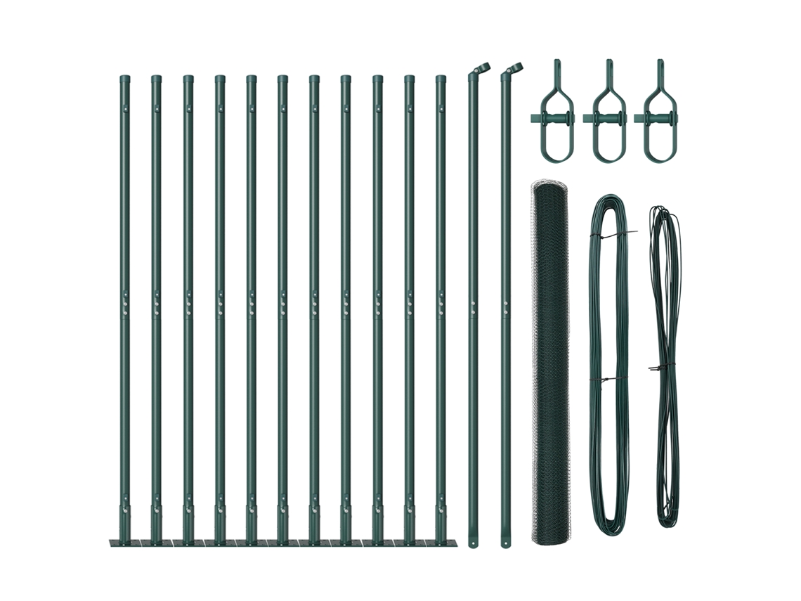 Conjunto 1 Poste De Cerca Vidaxl Verde Aço (25 X 1,5 M)