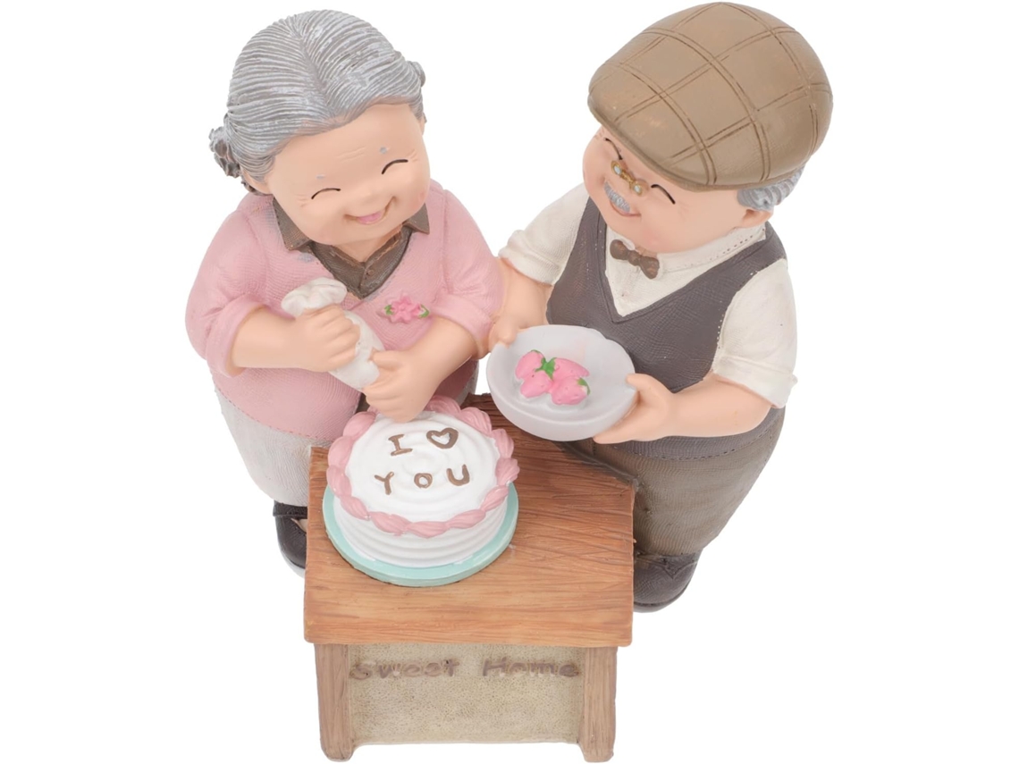 Estatueta Resina Representando Casal Idosos Decoração Elegante Ideal Aniversários Decorar Escritórios Leve GOKOCO