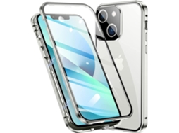 Lente para Telefone Proteção Moldura Híbrido Tampa Traseira Adsorção para iPhone 13 Mini HONGWE. Magnética Prateado