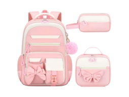Conjunto De Três Peças «borboleta» Com Mochila De Grande Capacidade (rosa)