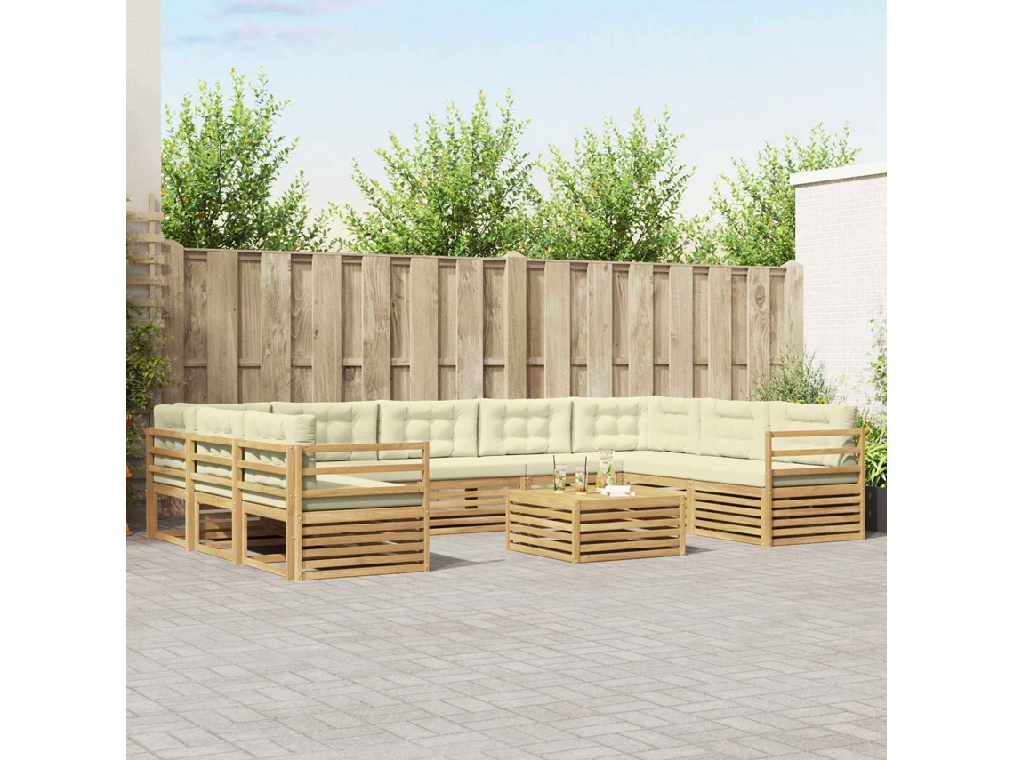 Vidaxl Conjunto De Sofás Para Exterior 10 Unid. Branco E Creme
