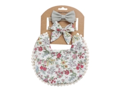 Lurelia Kit Babador Reversível Em Linho E Algodão Com Tiara Para Bebé, Variante Dp021-5