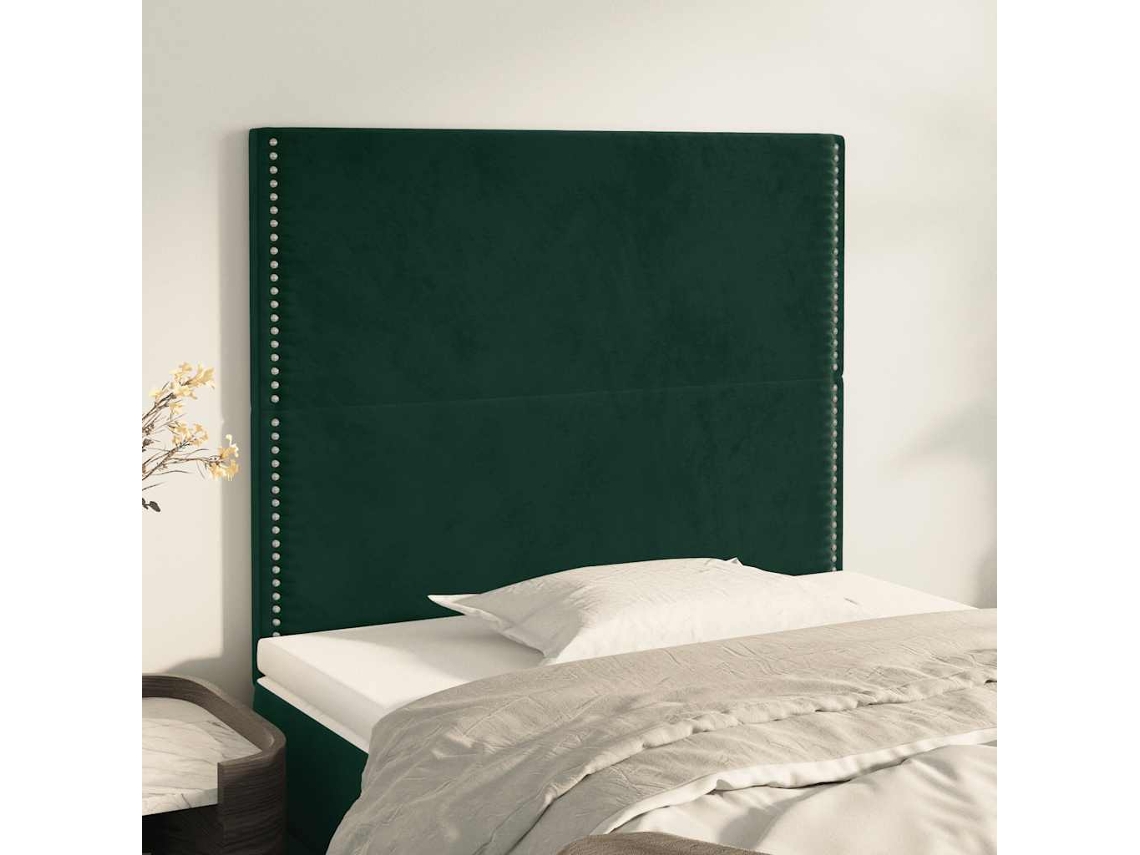 Vidaxl Cabeceira Verde Escuro 100x5x118/128 Cm Veludo