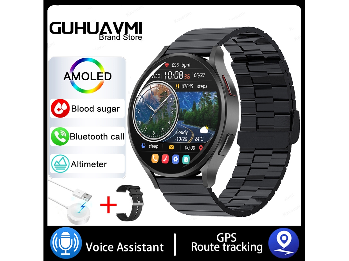 Smartwatch Com Gps E Tela Sensível Ao Toque Full Hd De 1,39 Polegadas (360360) Sempre Ativa. Mdug (preto B)