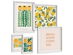 Conjunto De Pinturas Flores Cítricos Frases Positivas Espelharte (5 Peças)