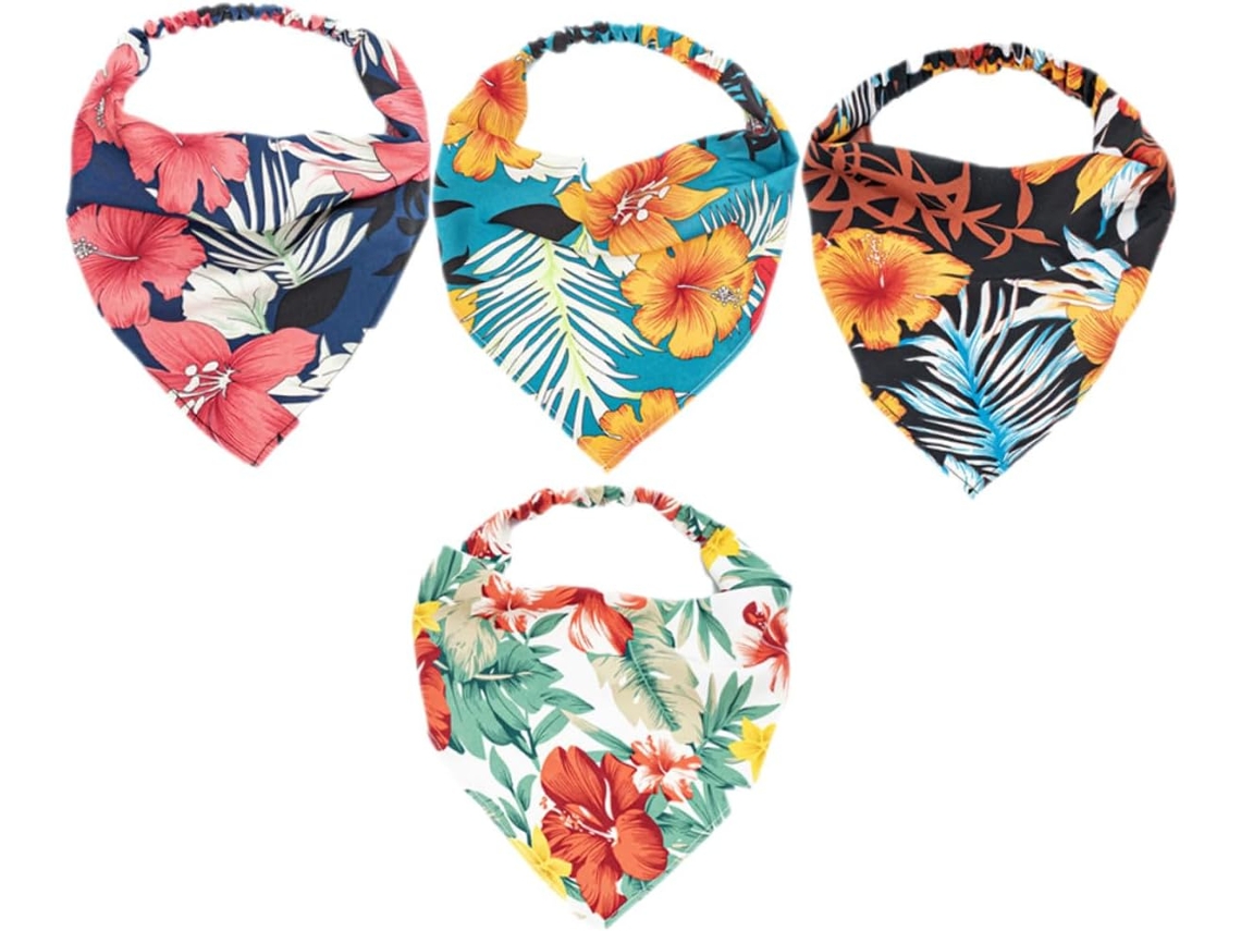 Conjunto de 4 faixas de cabelo femininas leves, elásticas e com estampa floral.