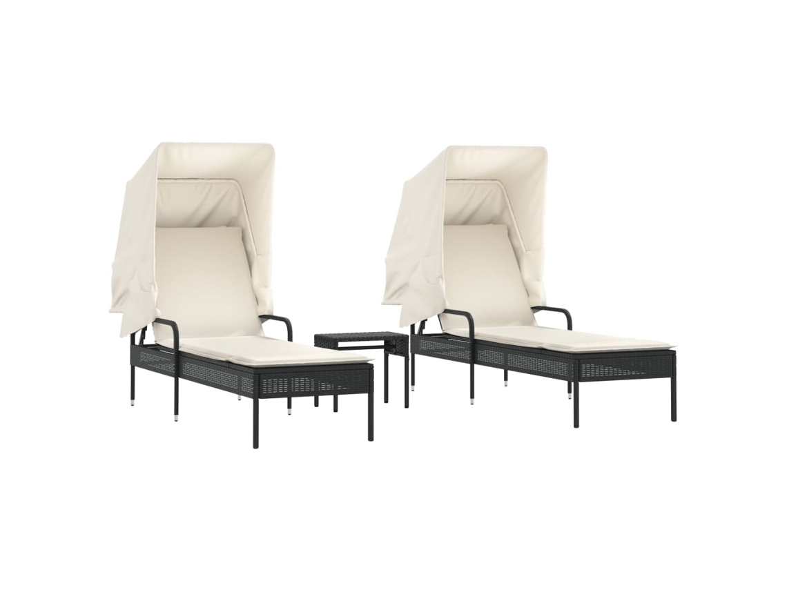 Sun Lounger, Sun Loungers Vidaxl Preto Rattan / Vime (n/a)