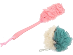 Conjunto De Banho Com Cabo 4 Peças Escova Esfoliante Bolas Escovas Rosa E Em Cores Sortidas