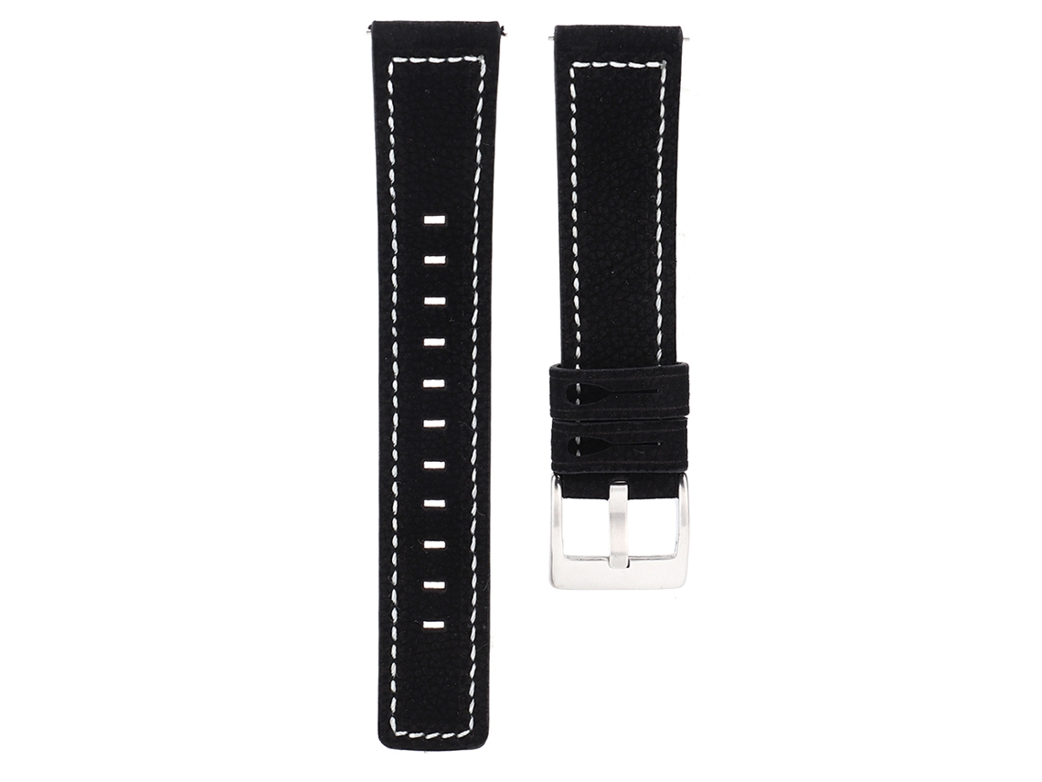 Pulseira de couro bovino para relógio Samsung Gear S2 Sport S4, preta.