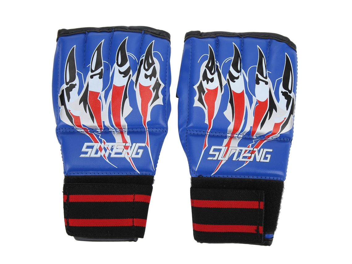 Luvas De Luta De Meio Dedo Antissuor Com Elastico Alto Para Saco De Boxe Treinamento Competicao Azul