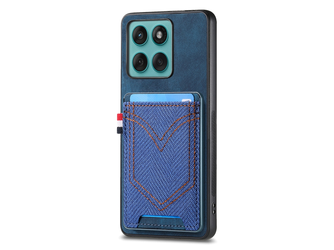 Capa Para Moto Edge 60 Fusion ,ultrafina Em Couro Pu Com Porta-cartão Azul Panoona