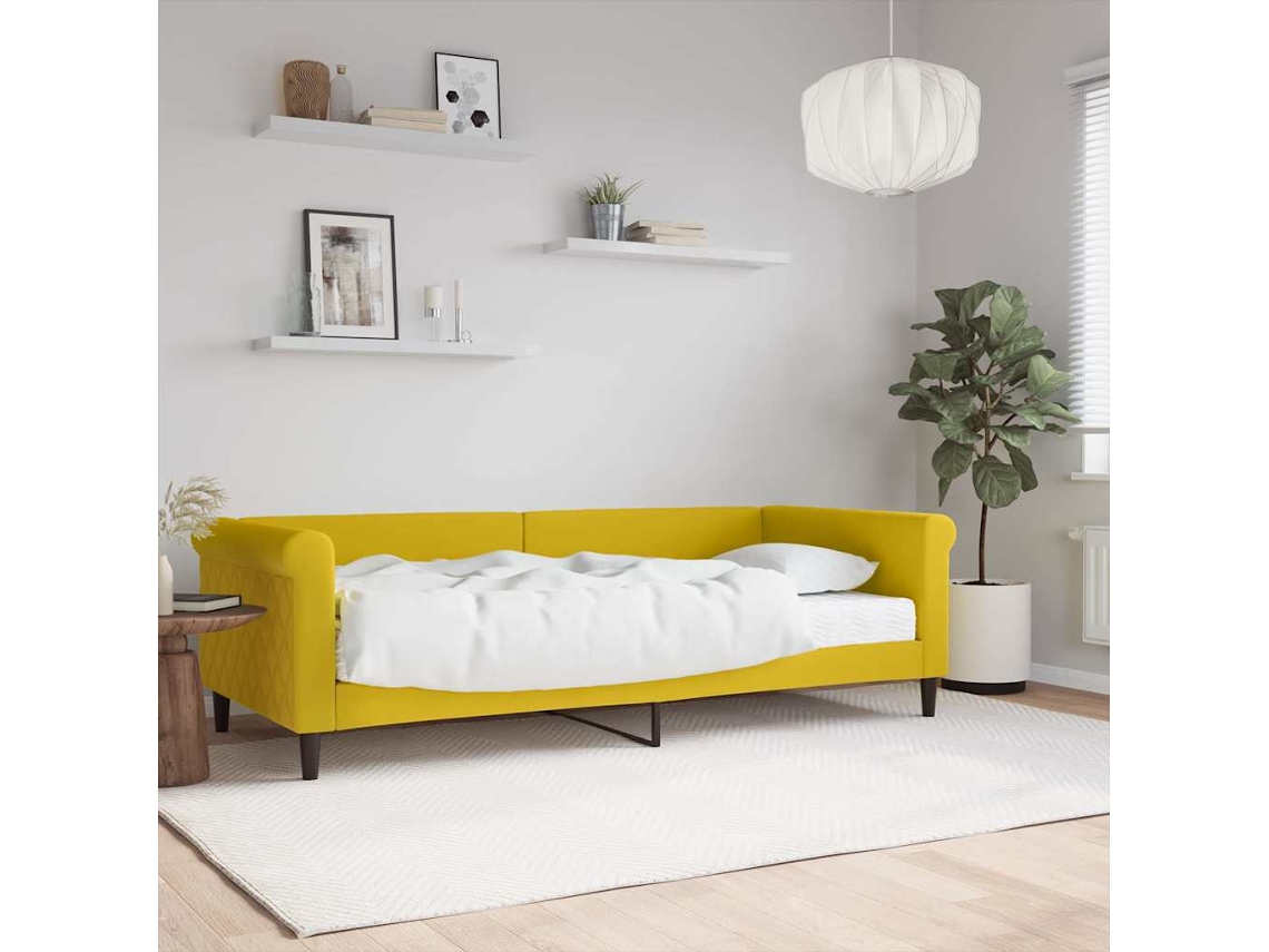 Vidaxl Sofá-cama Com Colchão 90x200 Cm Veludo Amarelo