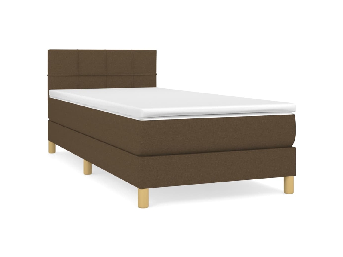 Cama com Molas e Colchão Tecido Castanho Escuro MAISON EXCLUSIVE (90x200 cm)