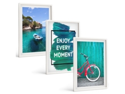 Pinturas Murais Modernas Mar, Barco, Bicicleta, Inspiração Moldura Branca Quadros Para O Escritório Espelharte (3 Piezas De 40x60 Cm)