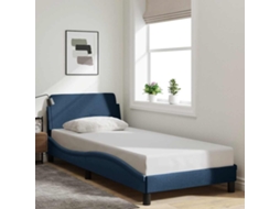 Vidaxl Estrutura De Cama Com Cabeceira Dover Tecido 90x200 Cm Azul
