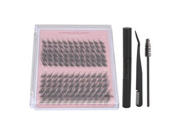 Kit De Cílios Extensos Em Cluster 144 Com Cola 8ml Pinça Dupla 10-16mm Individual Diy Preto