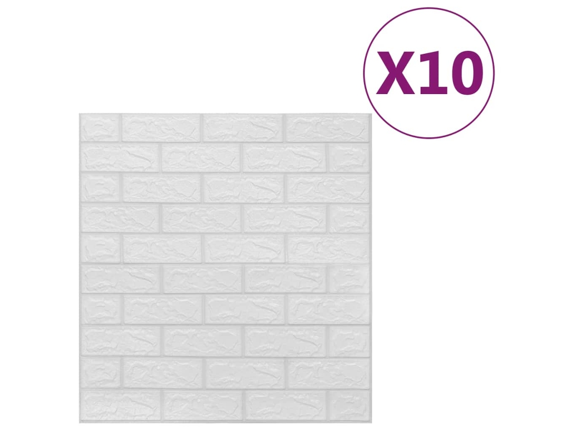 Conjunto 10 Adesivo de parede VIDAXL Branco PE foam