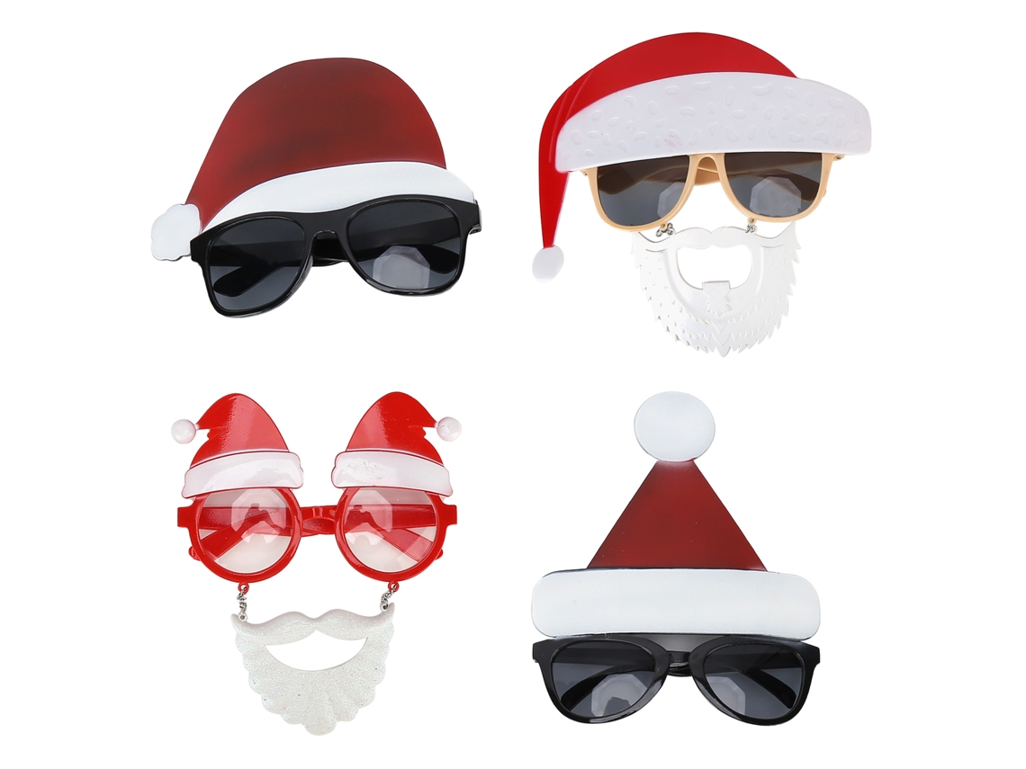 Primerox 4pcs Óculos de Natal Cute Santa Claus para Festas Fantasia Acessórios Fotografia Adulto Criança
