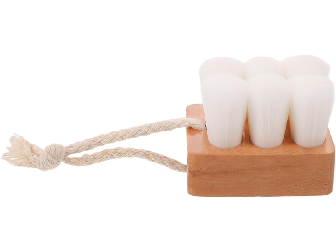Escova de limpeza facial manual com cerdas rígidas e anel