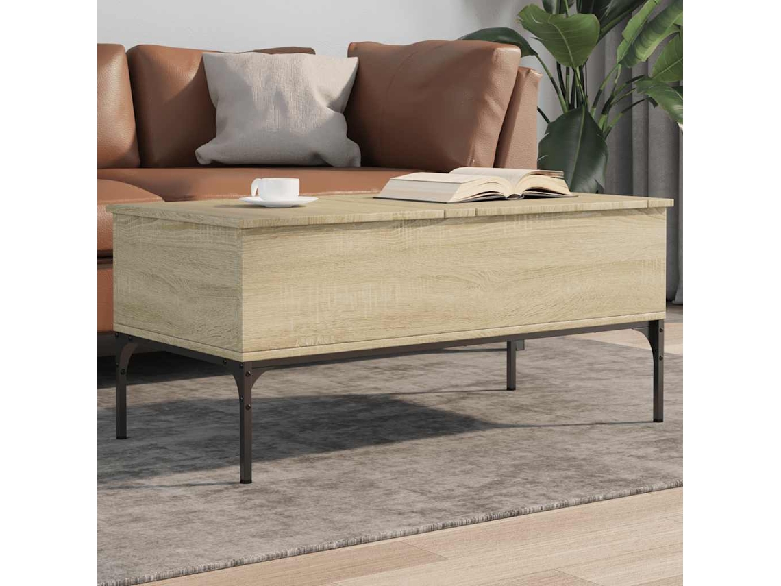 Vidaxl Mesa De Centro 100x50x45cm Deriv. Madeira/metal Carvalho Sonoma