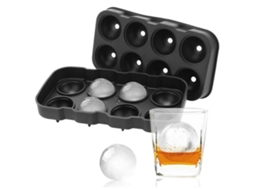 Forma De Gelo Grande Silicone, Permite Fazer 8 Bolas De Gelo Redondas, Preta