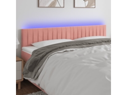 Vidaxl Cabeceira De Cama C/ Luzes Led Veludo 160x5x78/88 Cm Rosa