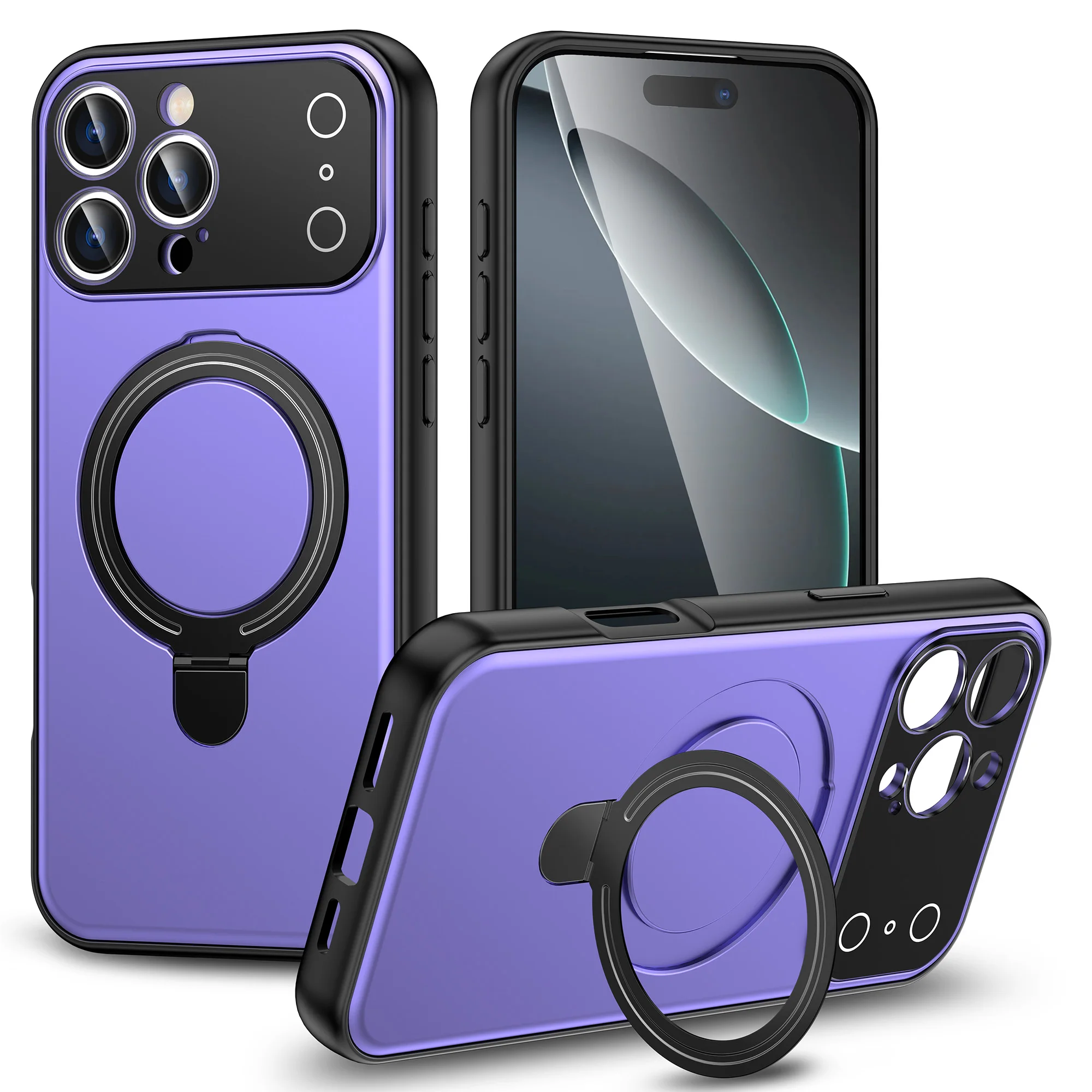Capa Dobrável Com Suporte Magnético Para Iphone 14 Pro Max (roxa), Compatível Com Carregamento Sem Fio.