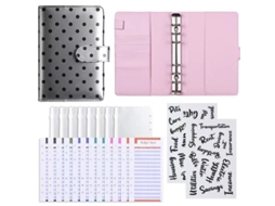 A6 Polka Dot Cash Budget Binder, Silver, Standard Set With 12-budget Cards, 8-zipper Pouches, 2-word Stickers