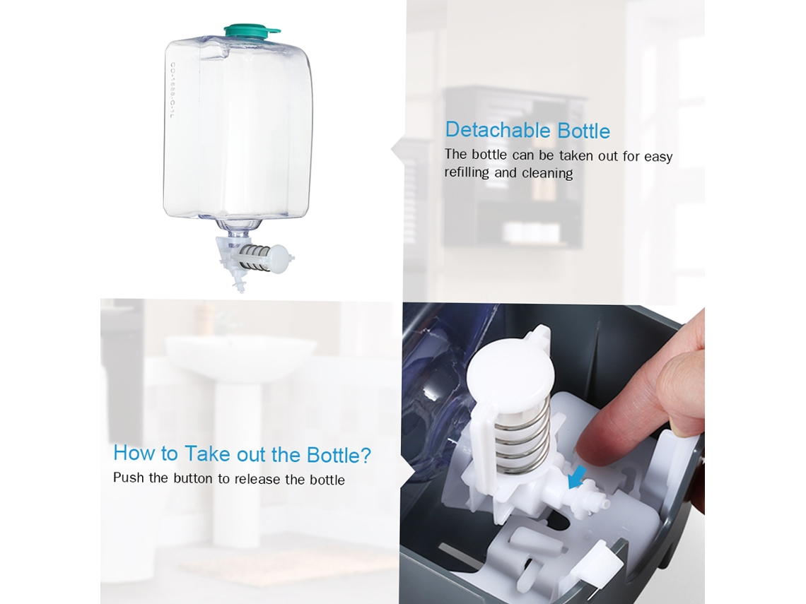 Dispensador manual de sabonete líquido e gel de banho LAXISCREED para montagem na parede, 1000ml