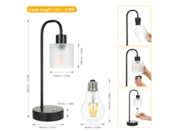 Lâmpada de Mesa Industrial com Controle por Toque, Dimmer, Duas Portas Usb 2.1a, 8w Incluída | S/MARCA