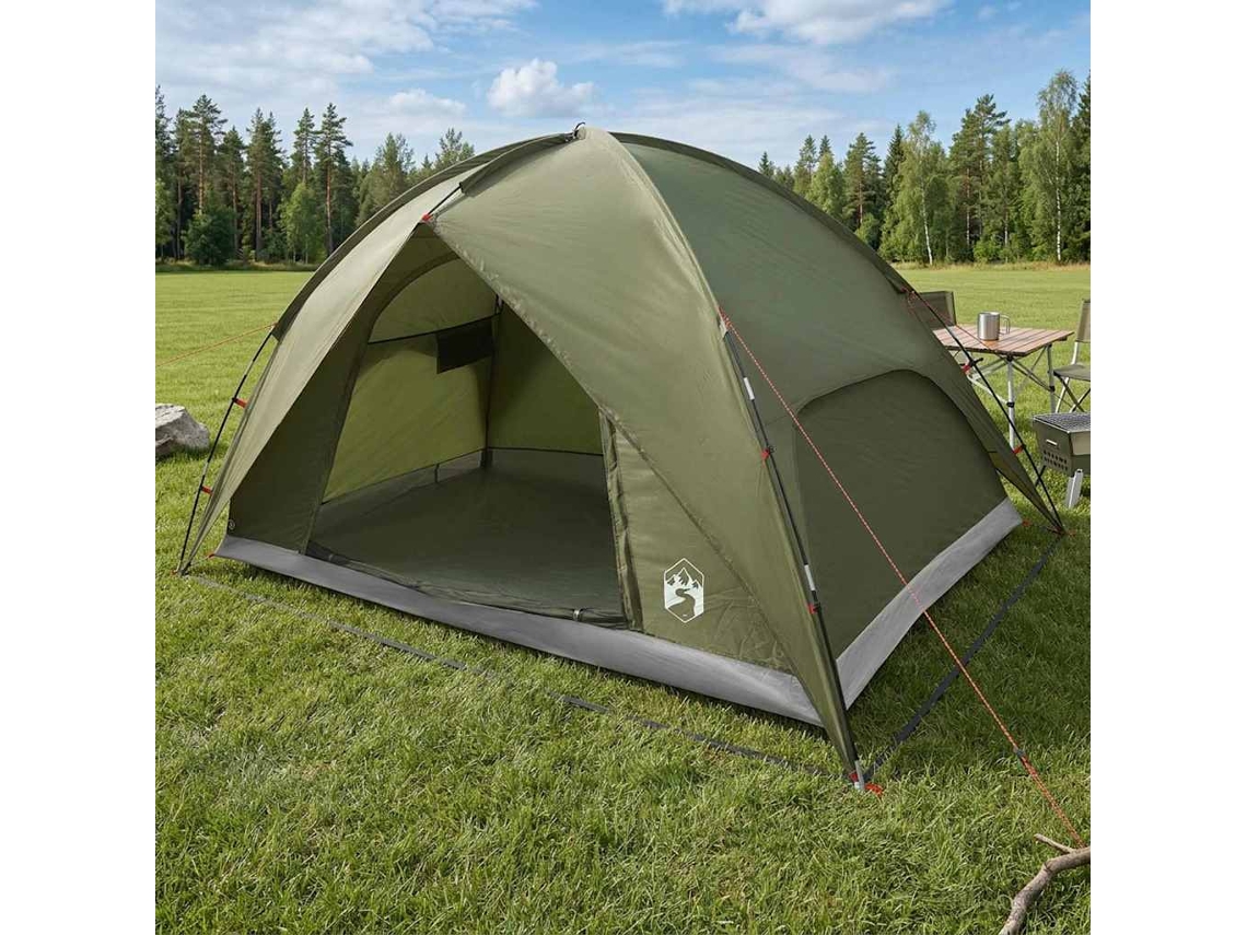 Vidaxl Tenda De Camping Com Capa De Chuva Impermeável 4 Pessoa