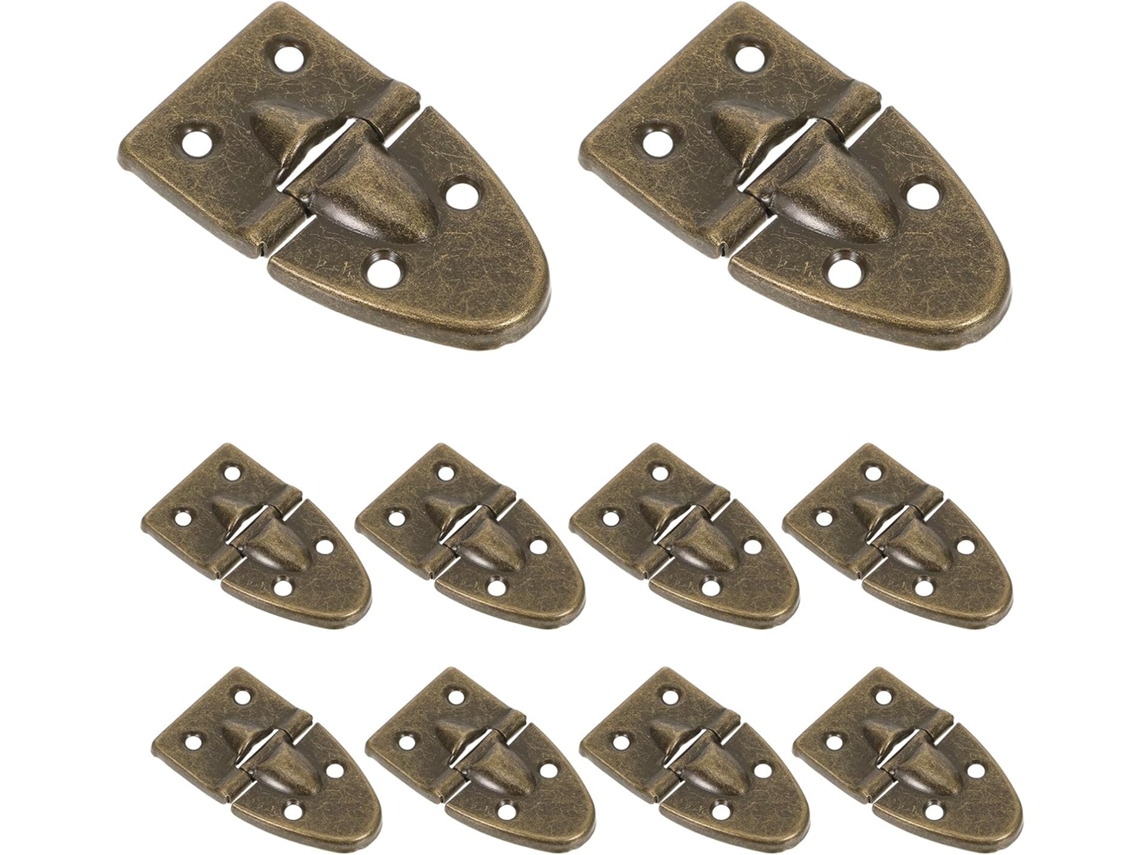 Conjunto De 10 Dobradiças Quadrante Em Liga Zinco Com Acabamento Bronze Antigo Para Armários
