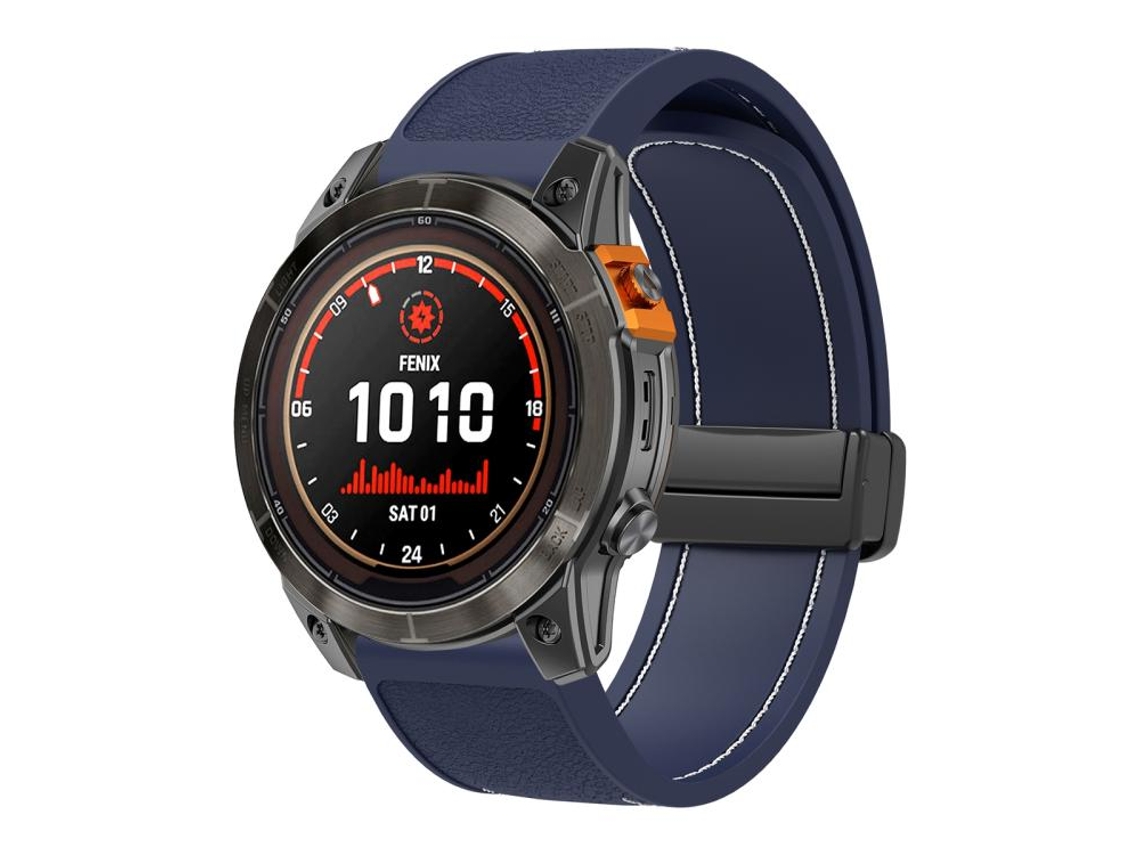 Bracelete para Garmin Silicone Dobrável com Fivela Magnética de Liberação Rápida Azul Meia noite e Branco XIAOMOYU (22mm)