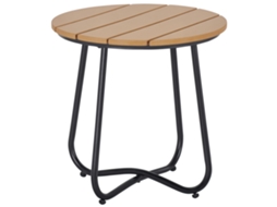 Mesa de Centro BTFORUS Redonda Pequena,estrutura em Aço,para Varanda,terraço,sala ø49x48cm Marrom