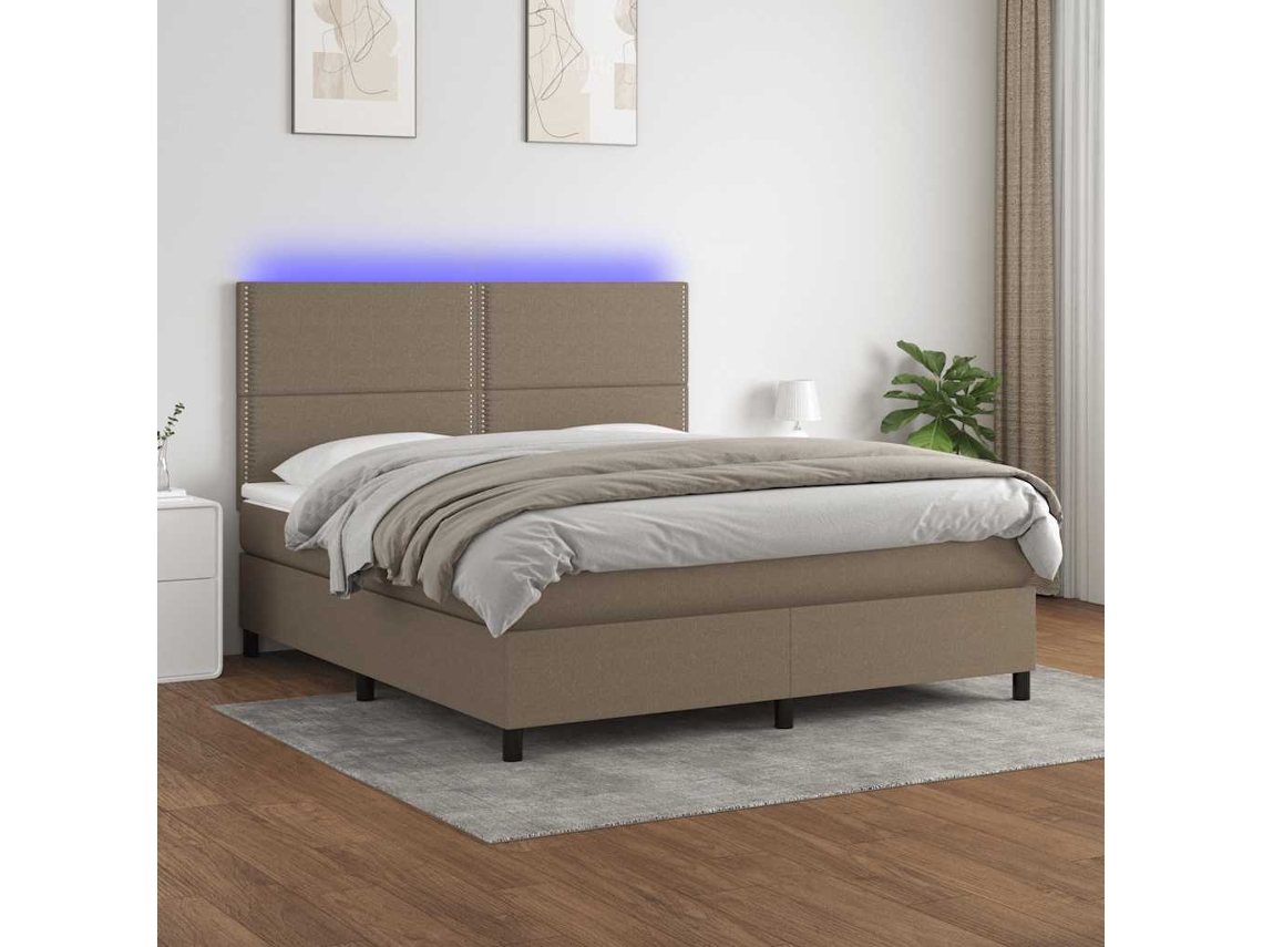 Cama Box Spring Colchão/led 180x200cm Tecido Cinza-acastanhado