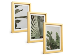 Composição De Quadros Na Paredefolhas De Plantas Tropicais Em Tons Pastel Moldura Dourada Quadros Para A Sala De Estar Espelharte (3 Peças 20x30 Cm)