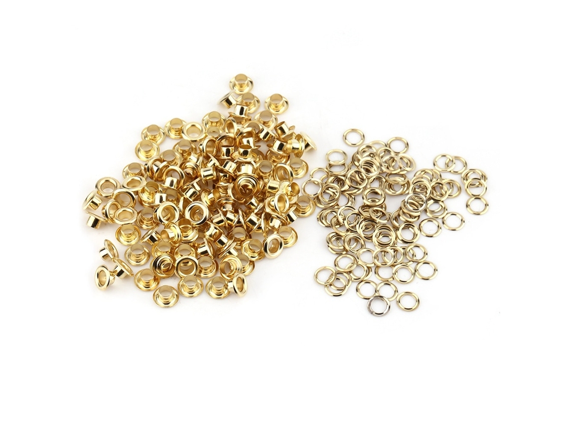 Conjunto De 100 Olhos De Alame Com Espada De Ferro, 5mm, Ouro, Zsanfs