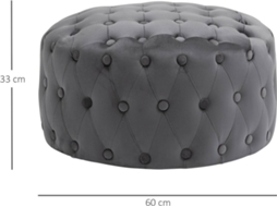 Repousa-pés HOMCOM Vintage Estofado em veludo com botões Cinzento escuro (Φ60 x 33 cm)
