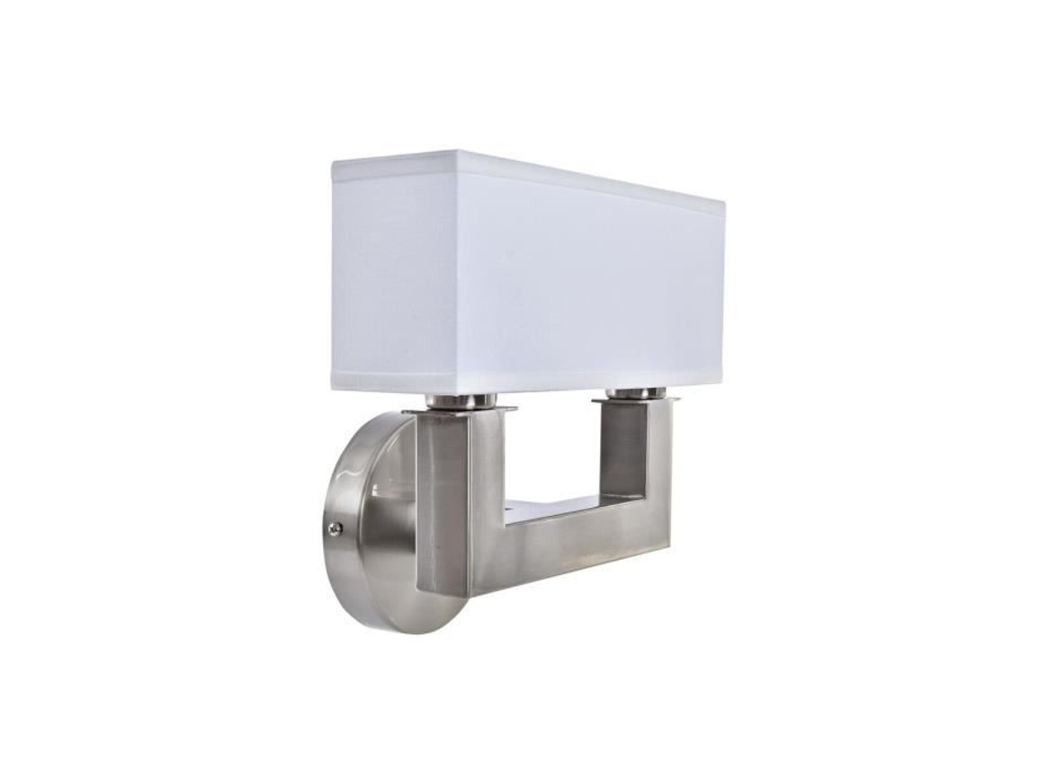 Dkd Home Decor Aplique de parede Prata Metal Poliéster Branco 220 V 40 W (25 X 14 X 24 Cm)