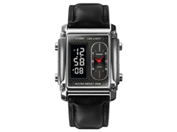 Relógio Masculino Skmei 1868 Quadrado Com Visor Duplo, À Prova D'água, Estilo: Pulseira De Couro (prateada)