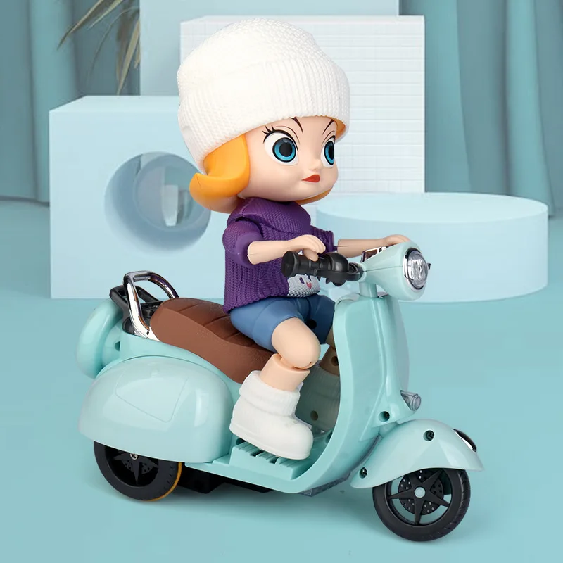 (azul) Triciclo Infantil Acrobático Com Luzes Led, Brinquedo De Carro Acrobático Giratório