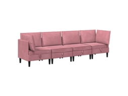 Conjunto 4 Conjunto De Sala De Estar Vidaxl Rosa Veludo (280 X 70 X 82 Cm)
