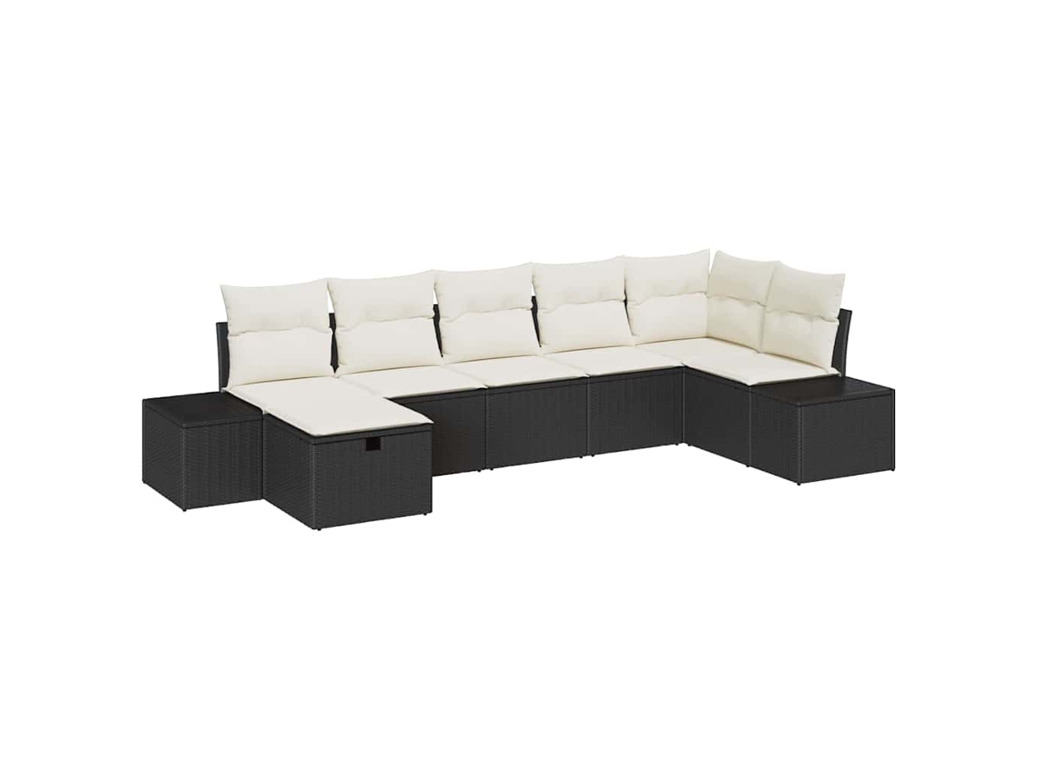 Conjunto 8 Móveis Para Exterior Vidaxl Preto Vime Pe (319 X 154 X 85 Cm)