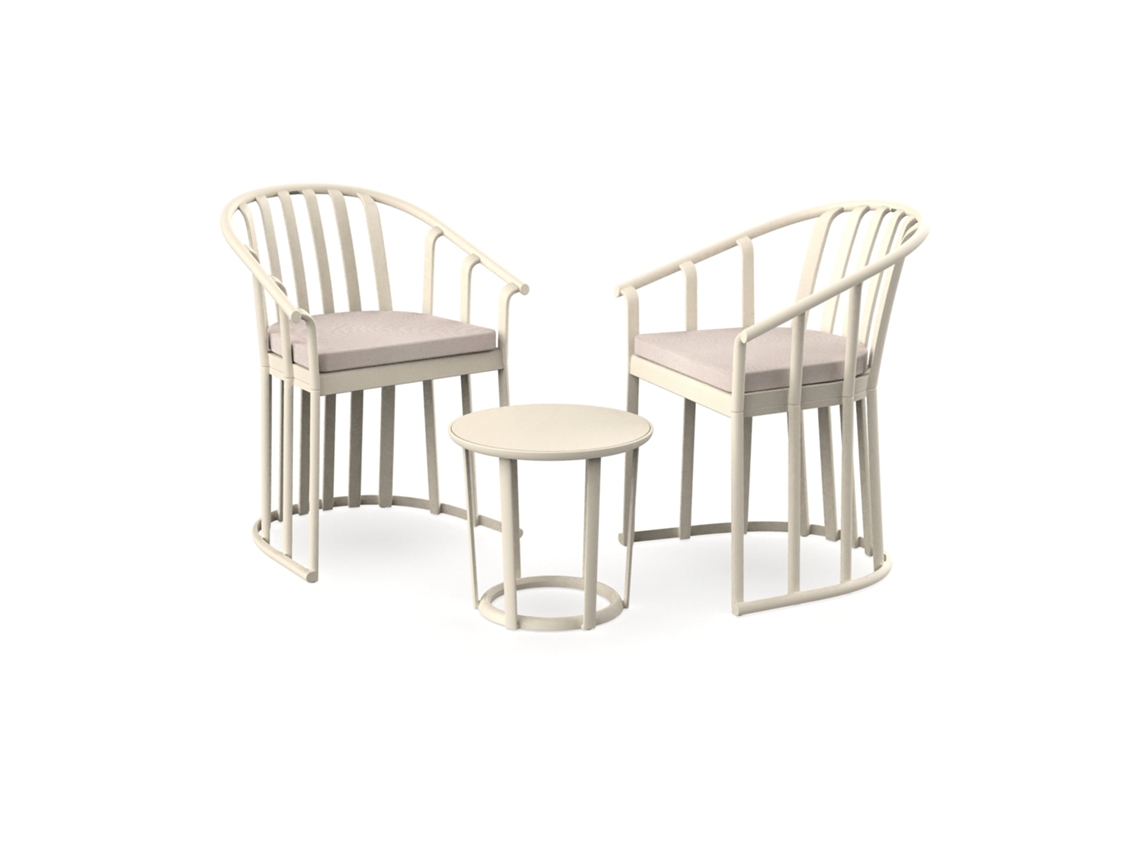 Set 2+1 Poltronas almofada mesa Interior, Exterior Marfim Raff RESOL