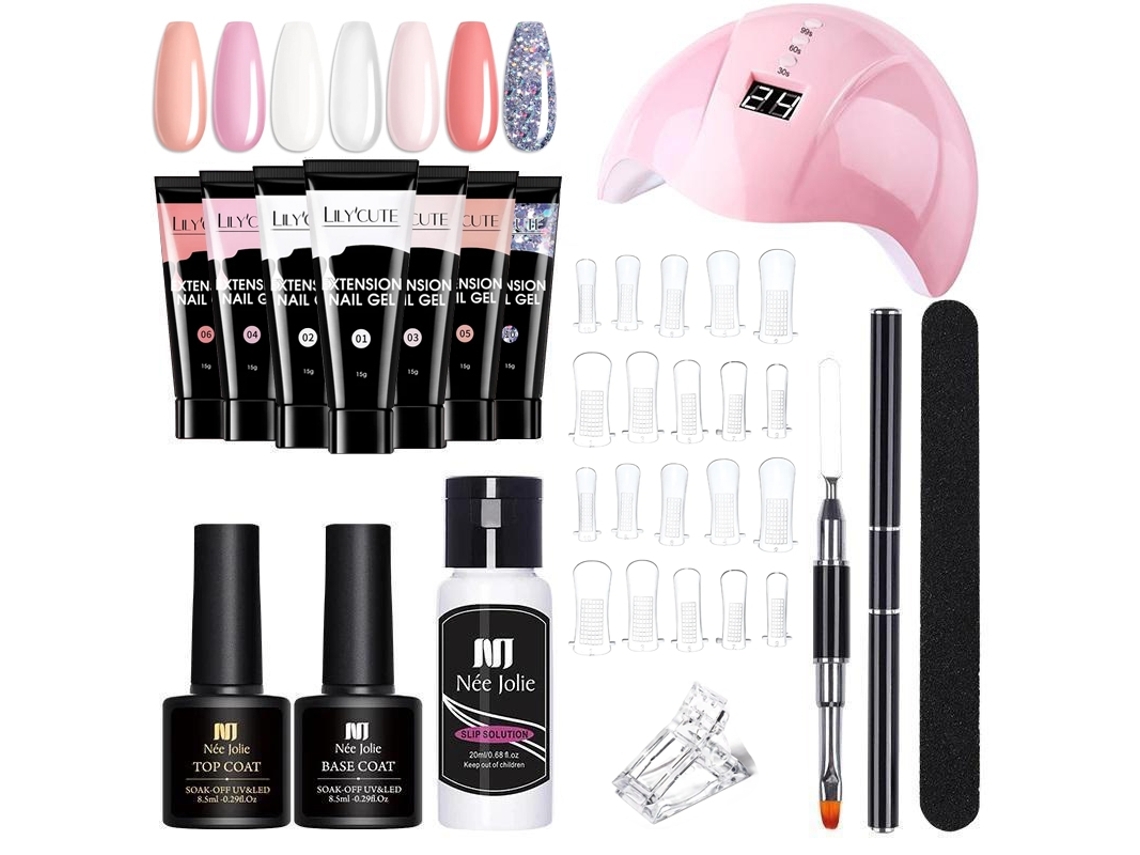 Kit de Gel Construtor Poly / Polygel com Lâmpada UV - Unhas Artísticas