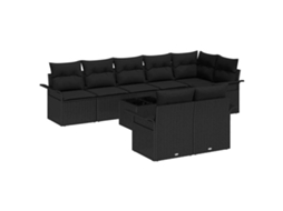 Conjunto de sofá de jardim 9 peças Preto Vime Pe MAISON EXCLUSIVE