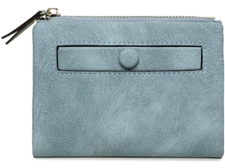 Carteira Feminina Bifold Em Pele Slim E Compacta - Azul