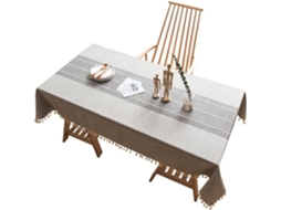 Toalha De Mesa Retangular Em Linho E Algodão, Estilo Japonês, Com Borda De Renda.
